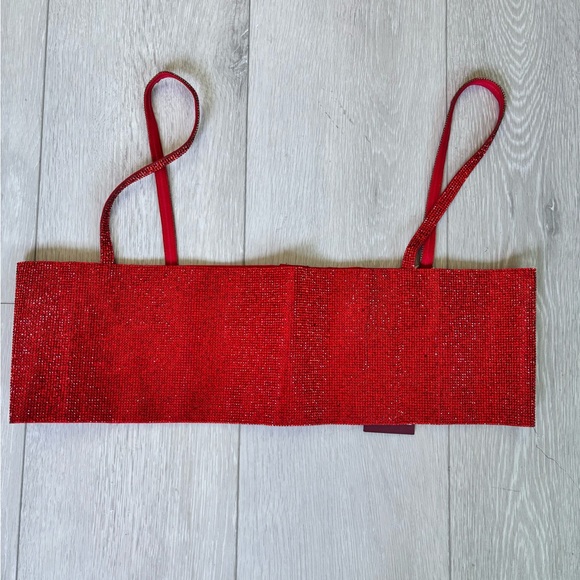 White Fox Boutique Tops - White Fox Boutique Breathtaking Red Glittery Strap Crop Top Sz Medium/Large
